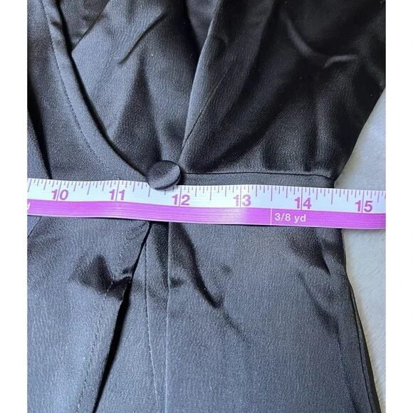 New Banana Republic Black Satin Wrap Dress Womens Size 2P Petite Party Formal - Picture 8 of 13